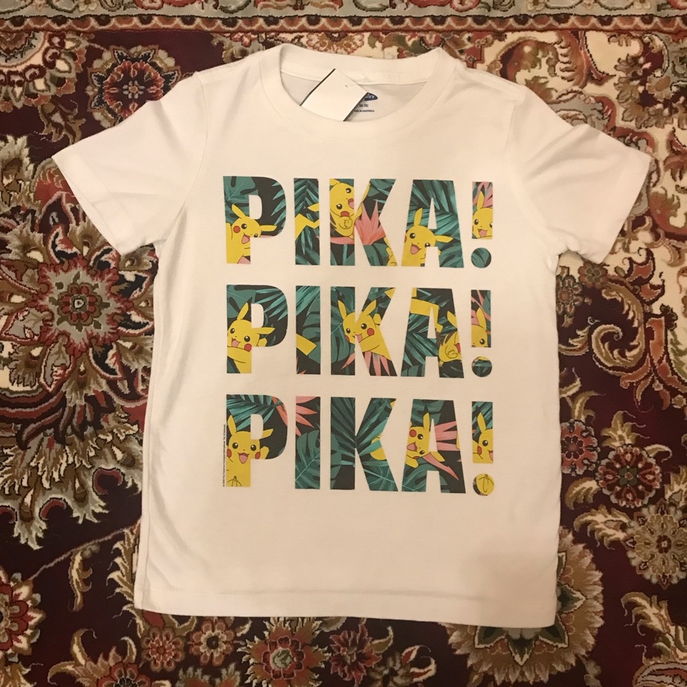 Pokemon Tee Shirt Boy’s Sz 5 Pikachu Anime Gray Old Navy (White) Kids Tee Shirt